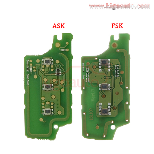 CE0536 Flip key 3 button middle trunk VA2 blade 434Mhz ASK FSK PCF7961 for Peugeot 107 207 307 308 407 607 Citroen C2 C3 C4 C5 C6 C8