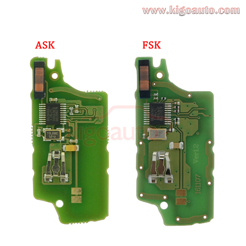 CE0536 Flip key 3 button middle trunk VA2 blade 434Mhz ASK FSK PCF7961 for Peugeot 107 207 307 308 407 607 Citroen C2 C3 C4 C5 C6 C8