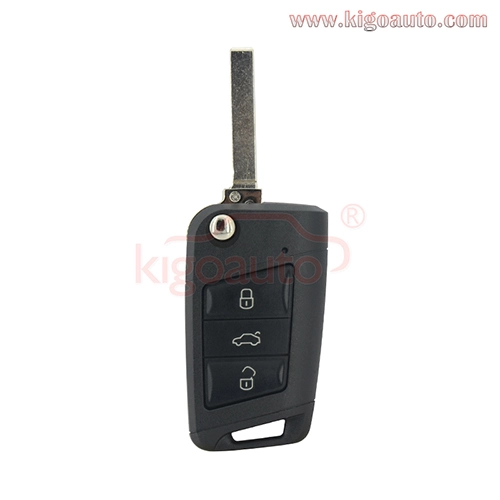 5G0 959 753 AA flip key shell 3 button HU66 blade for VW Golf 7