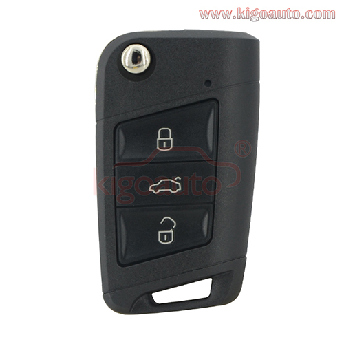 5G0 959 753 AA flip key shell 3 button HU66 blade for VW Golf 7