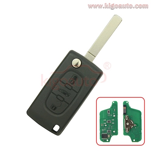 CE0523 flip key 3 button middle trunk VA2 blade 434Mhz ID46 PCF7941 chip ASK for Peugeot 107 207 307 308 407 607 Citroen C2 C3 C4 C5 C6 C8