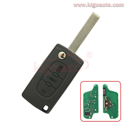 CE0523 Flip key 3 button middle trunk HU83 blade 434Mhz with ID46 PCF7941 chip ASK for Peugeot 207 307 407 807 Citroen C2 C3 C4 C5 C8 