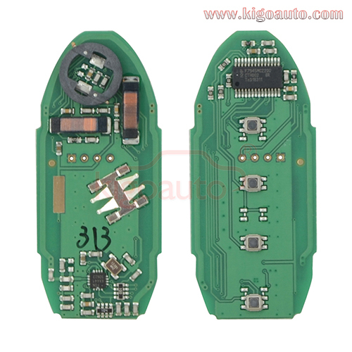 S180144313 smart key 4 button 433mhz 4A chip for Nissan Murano Pathfinder Titan 2016 2017 2018 FCC KR5S180144014 PN: 285E3-5AA3D