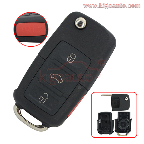 PN 1JO 959 753 T Remote key shell  3button+panic for VW Volkswagon Seat Skoda 2000