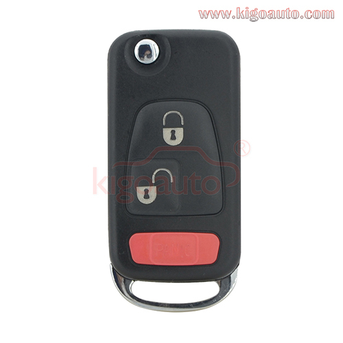 Modified Flip key shell 2 button with panic HU39 blade for Mercedes Benz ML320 C230 S500 E420 SL500 300SL 600SEL 600SEC 1993-2003