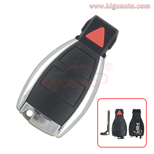 Refit smart key shell case 3 button with panic for for Mercedes Benz C320 C350 CL500 CLK500 E320 E350 G500 ML500 S350 SLK350 2000-2006