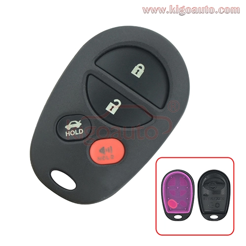 FCC GQ43VT20T Remote fob case 4 button for Toyota Avalon Solara 2006 2007