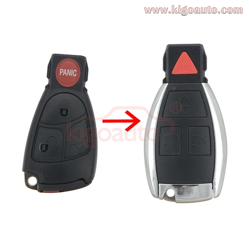 Refit smart key shell case 3 button with panic for for Mercedes Benz C320 C350 CL500 CLK500 E320 E350 G500 ML500 S350 SLK350 2000-2006