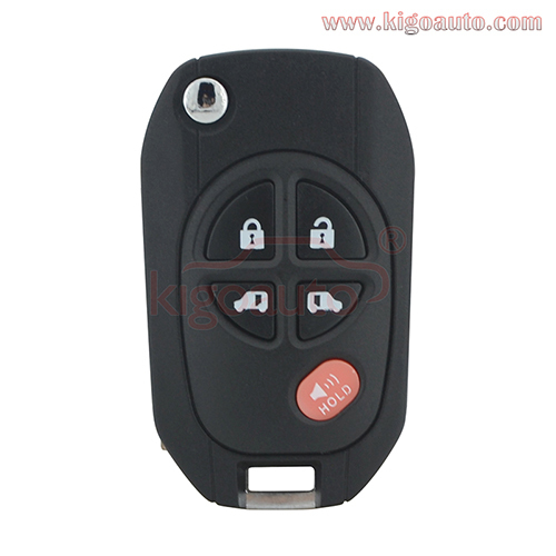 Modified flip key shell 5 button TOY43 blade for Toyota Sequoia remote key case