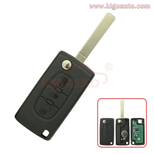 CE0536 Flip remote key 3 button middle light VA2 blade 434Mhz ASK FSK PCF7961 for Peugeot 107 207 307 308 407 607 Citroen C2 C3 C4 C5 C6 C8