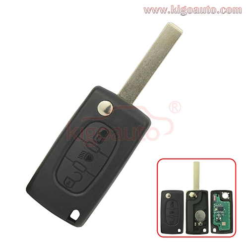 CE0536 Flip remote key 3 button middle light HU83 blade 434Mhz ASK FSK PCF7961 for Peugeot 107 207 307 308 407 607 Citroen C2 C3 C4 C5 C6 C8