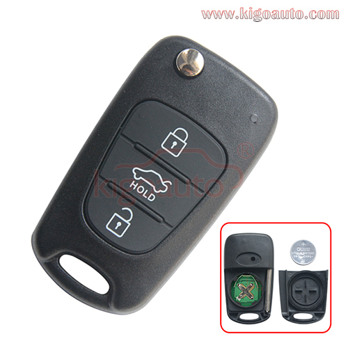 FCC HA-T005 Flip remote key 3 button 434Mhz for Hyundai I20 I30 2009-2012