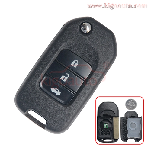 TWB1G721 Flip remote key 3 button 434Mhz FSK ID47-Hitag 3-PCF7961 for Honda Civic HR-V CR-V Accord Jade Crider Odyssey 2015-2018