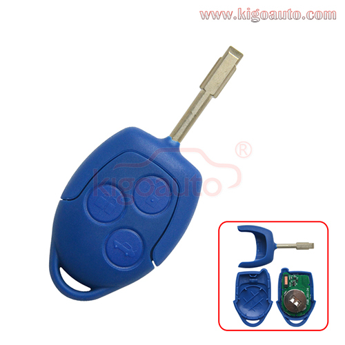 Aftermarket Blue remote key 3 button 433mhz 4D63 chip with FO21 blade for Ford Transit 2006-2014