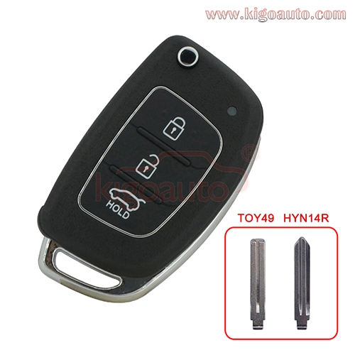 PN 95430-2W400 Flip remote key shell 3 button for Hyundai Santa Fe 2012-2015