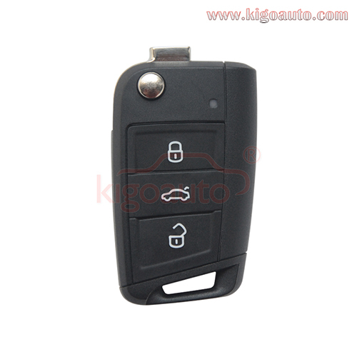 5G0 959 752 BA flip remote 3 button Megamos AES chip 434mhz ASK for VW Golf 7- Without KESSY