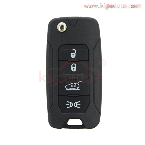FCC 2ADFTF15AM433TX Flip key 4 button 433Mhz MEGAMOS 48 AES chip SIP22 blade for Jeep Renegade 2015-2018