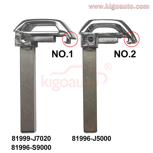 P/N 81999-J7020  81996-S9000 Smart Key blade 81996-J5000 for 2019-2021 Kia Emergency Key