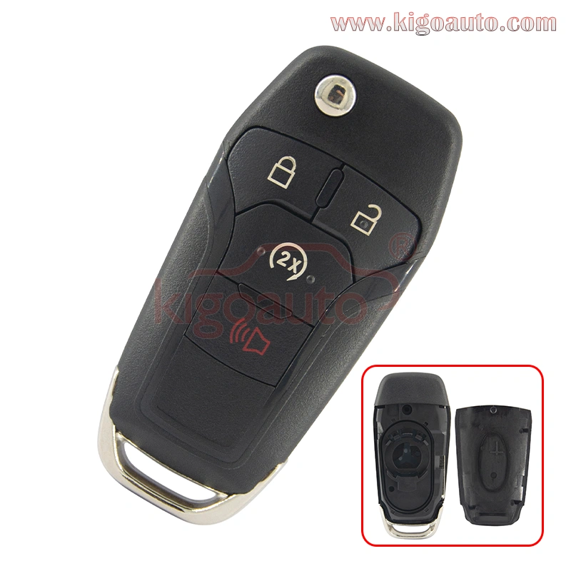 FCC N5F-A08TDA flip key shell 4 button for Ford F-Series truck F-150