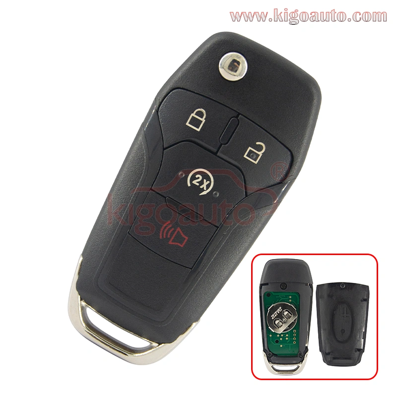 FCC N5F-A08TDA 4 button flip remote key 902mhz / 868mhz with ID49 chip for 2015-2021 Ford F-Series Raptor Ranger PN 164-R8134