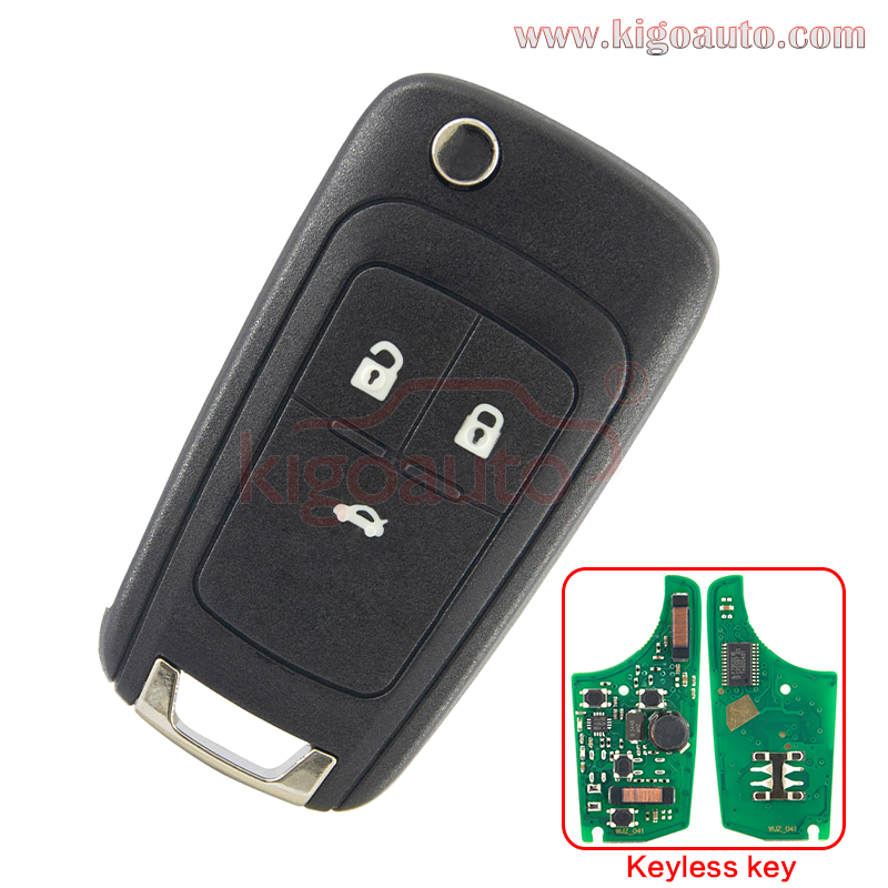 (Round back) PN 13500219 Flip remote key / keyless key 3 button 433Mhz ASK HTAG2 ID46 chip HU100 blade for Chevrolet Cruze Orlando