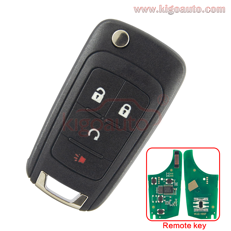 FCC KR55WK50073 2014 Chevrolet Impala Remote Flip Key Keyless Smart Key 4 Button 315 Mhz and 434Mhz OHT01060512