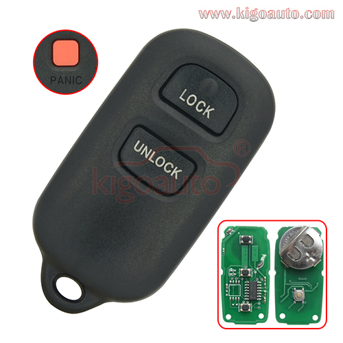 FCC GQ43VT14T Remote fob 2+panic 315Mhz for Toyota Camry Corolla  PN 89742-06010