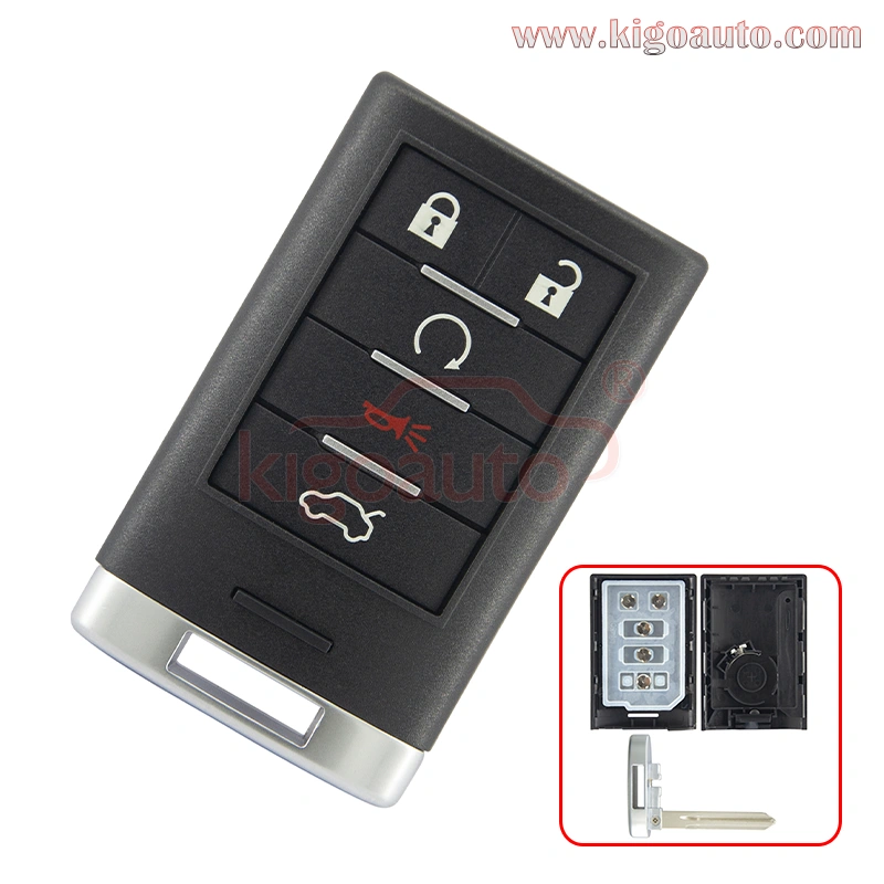 FCC M3N5WY7777A smart key case 5 button for Cadillac CTS STS 2008 2009 2010 2011
