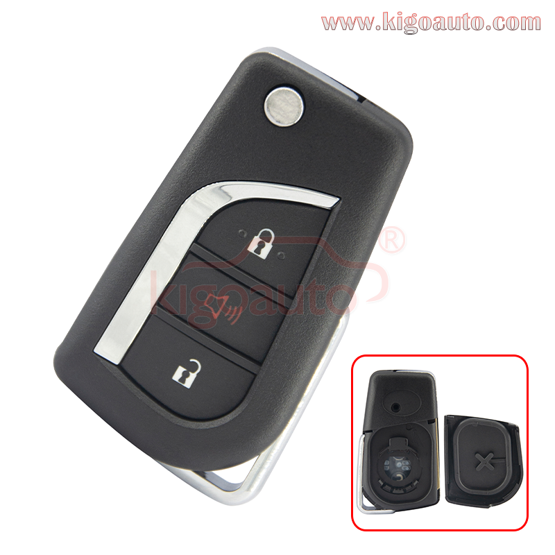 FCC HYQ12BFB Flip remote key shell 3 button VA2 / TOY48 / TOY43 blade for Toyota Corolla Camry