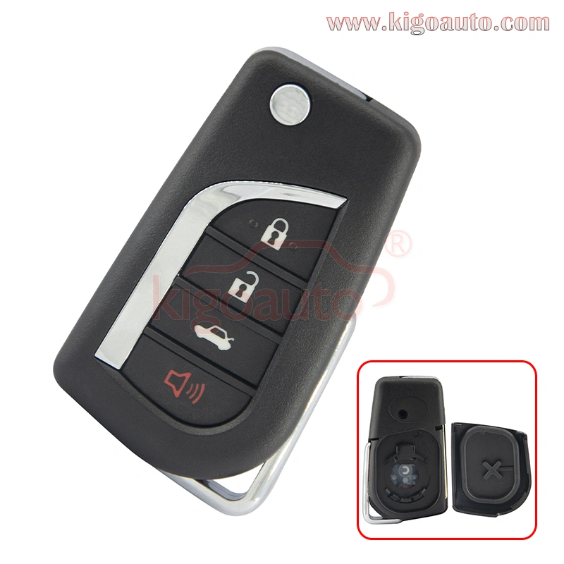 Flip remote key shell 4 button VA2 / TOY48 / TOY43 blade for Toyota Hilux Corolla Camry