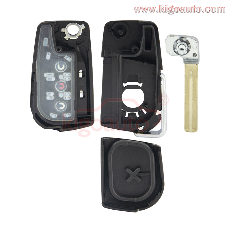 FCC HYQ12BFB Flip remote key shell 3 button VA2 / TOY48 / TOY43 blade for Toyota Corolla Camry