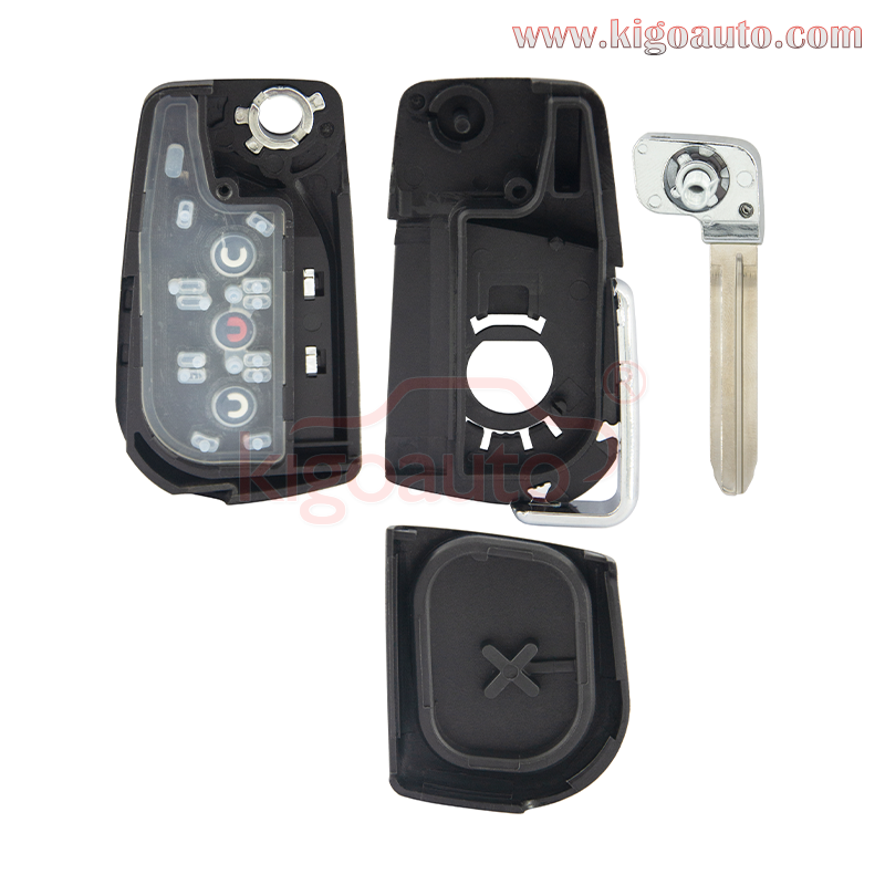 FCC HYQ12BFB Flip remote key shell 3 button VA2 / TOY48 / TOY43 blade for Toyota Corolla Camry