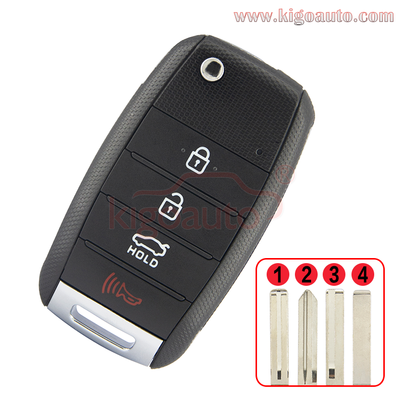 FCC NYODD4TX1306 Flip key shell 4 button for 2014 2015 Kia Optima P/N 95430-2T560