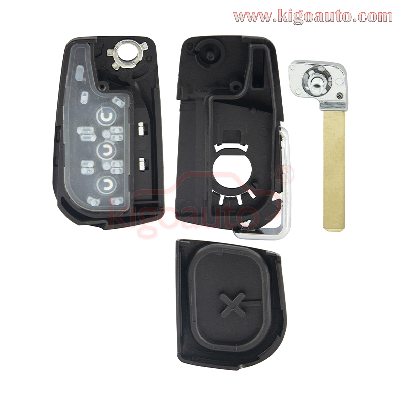 Flip remote key shell 3 button TOY43 / TOY48 / VA2 blade for Toyota Camry