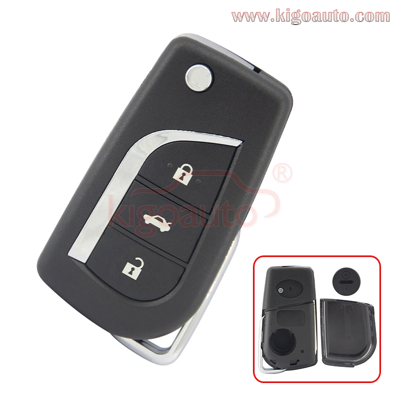 PN 89070-05030 Flip remote key shell 3 button TOY43 / TOY48 VA2 blade for Toyota AVENSIS PRIUS RAV VERSO