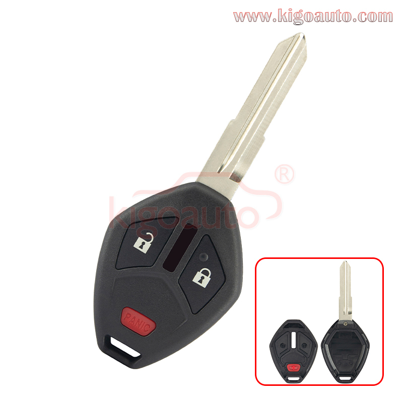 Remote head key shell 2 button with panic MIT3 blade for 2007-2017 Mitsubishi Outlander Mirage