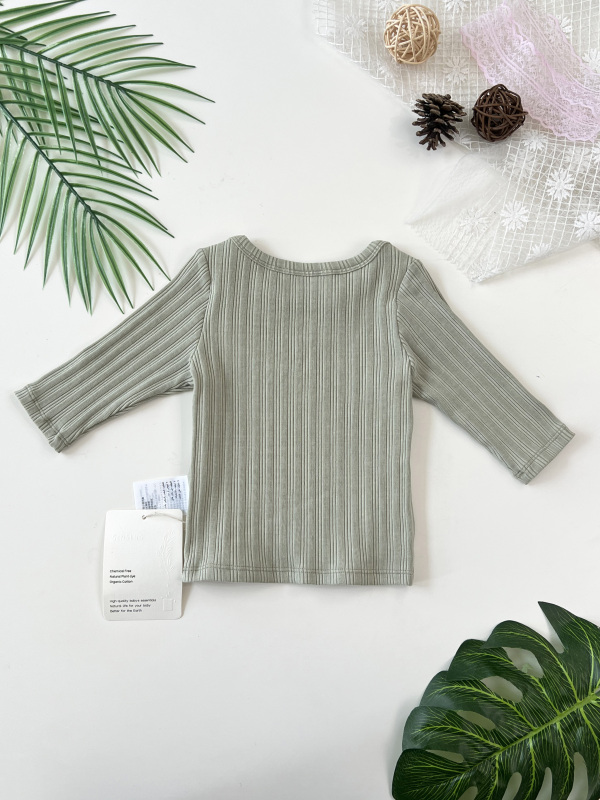 slip-on long sleeve ribbed top