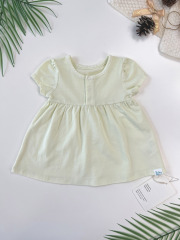 Organic Cotton 'Milly' Short Sleeve Baby Dress in Natural Yellow