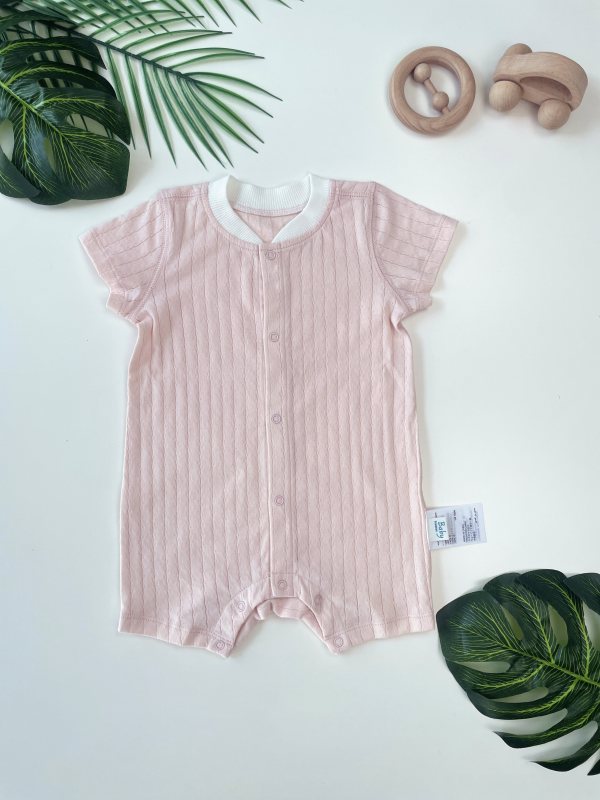 baby button up cotton jacquard romper