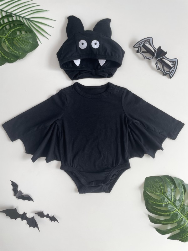 baby bat halloween bodysuit and hat set
