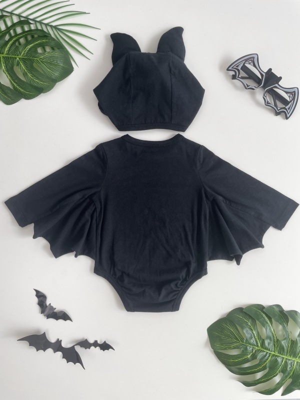 baby bat halloween bodysuit and hat set