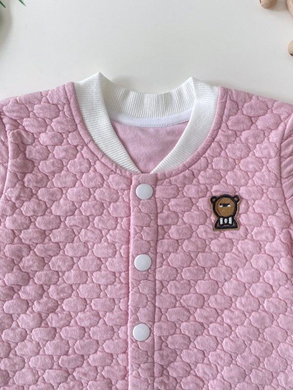 Baby Natural Dyed Button-Up Quilted Bomber Jacket