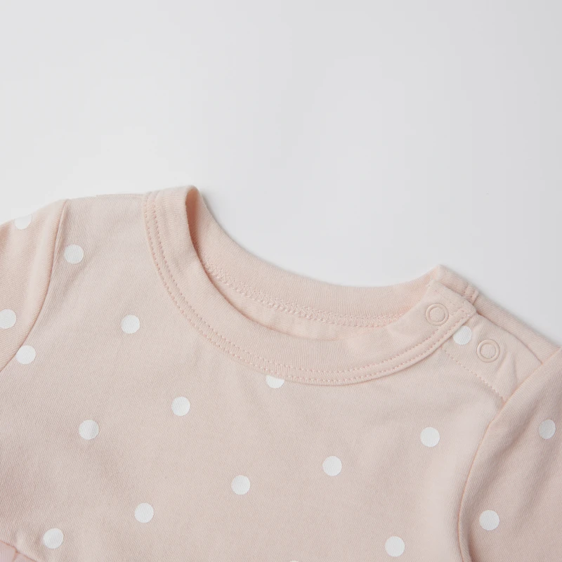 baby girl dot print short sleeve jersey tulle dress