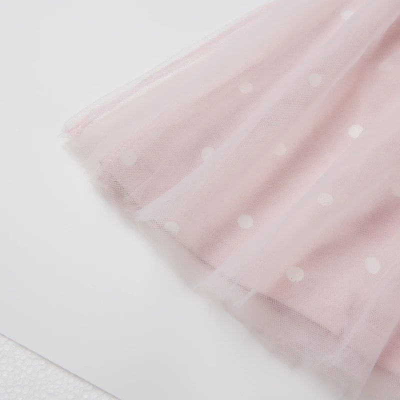 baby girl dot print short sleeve jersey tulle dress