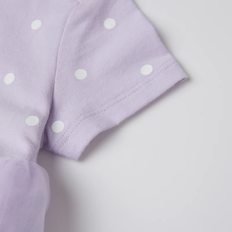 baby girl dot print short sleeve jersey tulle dress