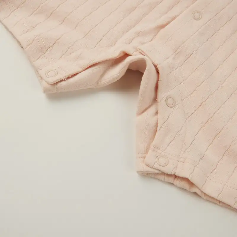 baby button up cotton jacquard romper