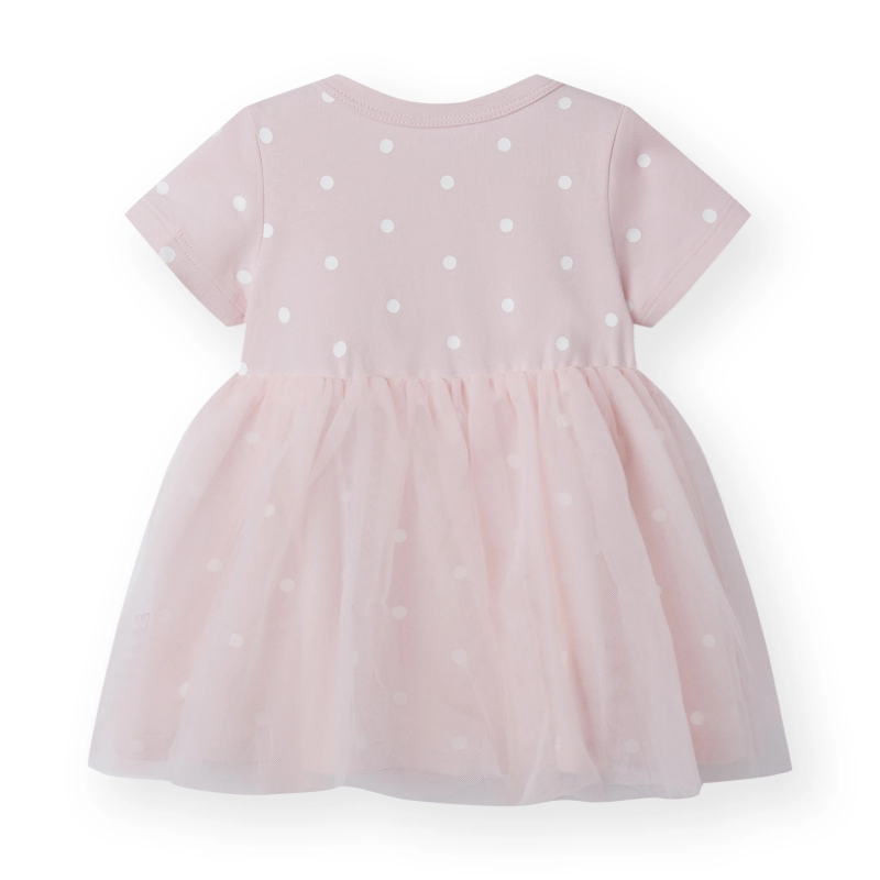 baby girl dot print short sleeve jersey tulle dress