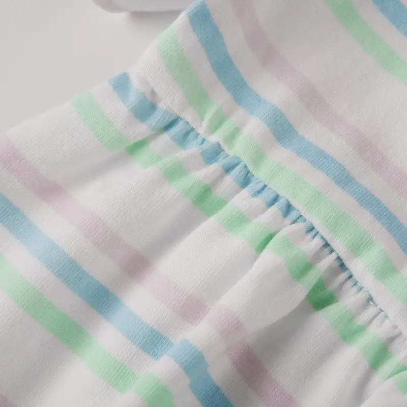 baby girl ruffle sleeve stripe print jersey dress