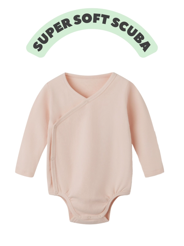 Organic Cotton Kimono-Style Baby Bodysuit - Unisex Long Sleeves with Side Snaps