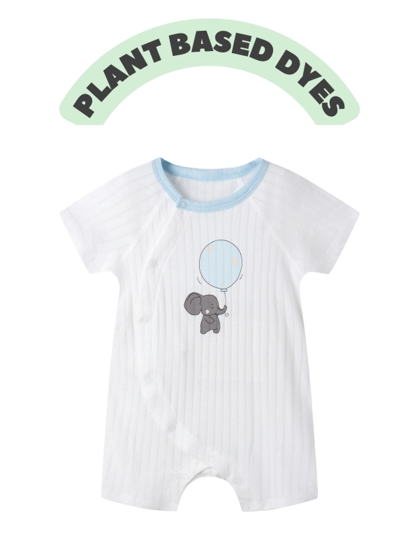 BABY SIDE SNAP ELEPHANT PRINT ROMPER